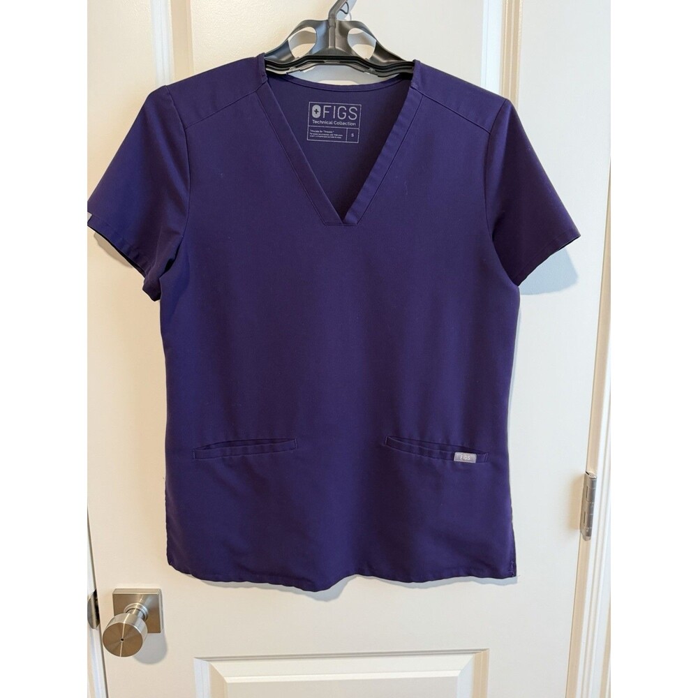 FIGS Technical Collection Women’s Small Purple V-Neck Scrub Top 2 Pocket